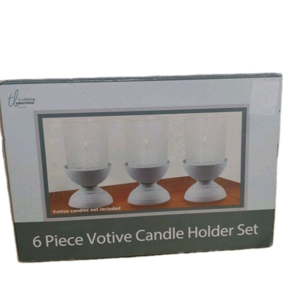 True Living Essentials 6 Piece Frosted Glass Votive Candle Holder Frosted Glass